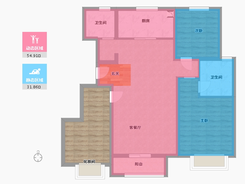 天津-天津市-北科建水岸华府-89.42-户型库-动静分区