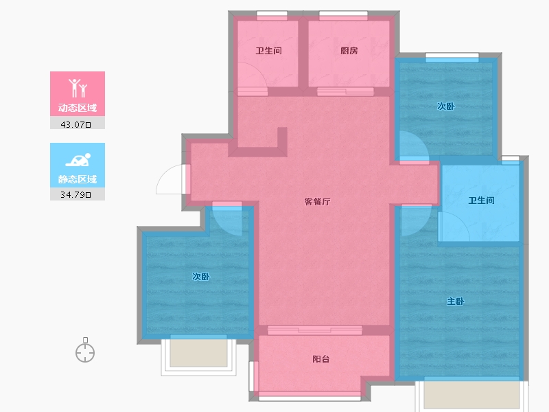 山东省-济南市-海信·瀚墨府-68.13-户型库-动静分区