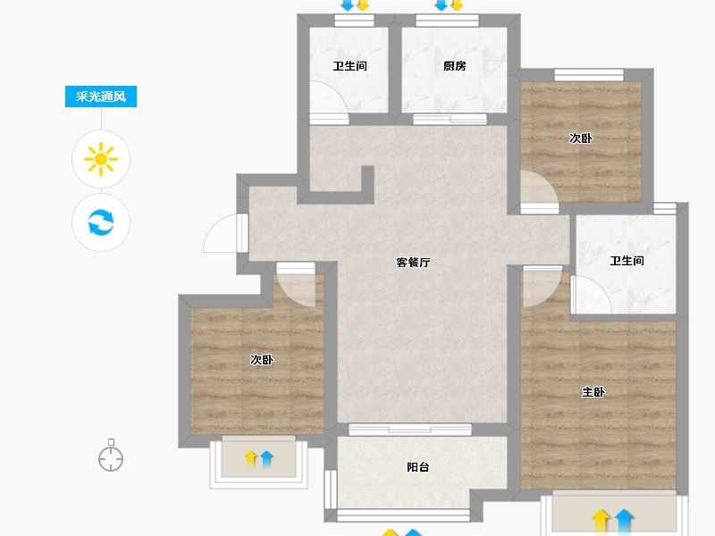 山东省-济南市-海信·瀚墨府-68.13-户型库-采光通风