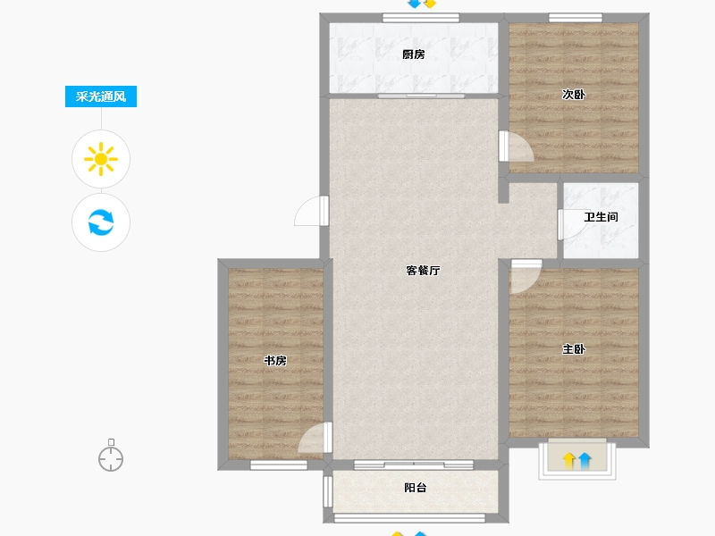 内蒙古自治区-乌海市-香榭丽舍-101.00-户型库-采光通风