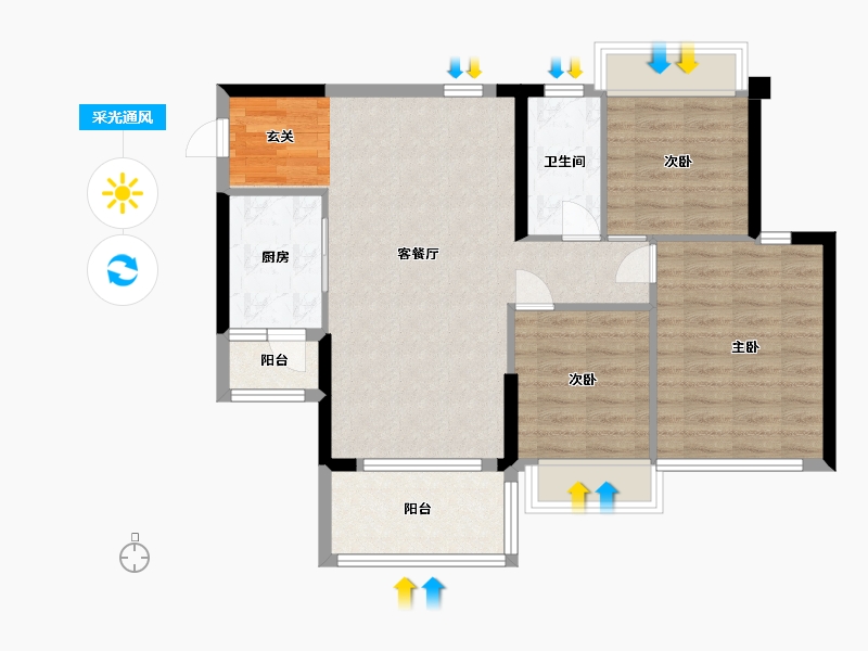 广东省-湛江市-奥园悦时代・熙园-81.60-户型库-采光通风