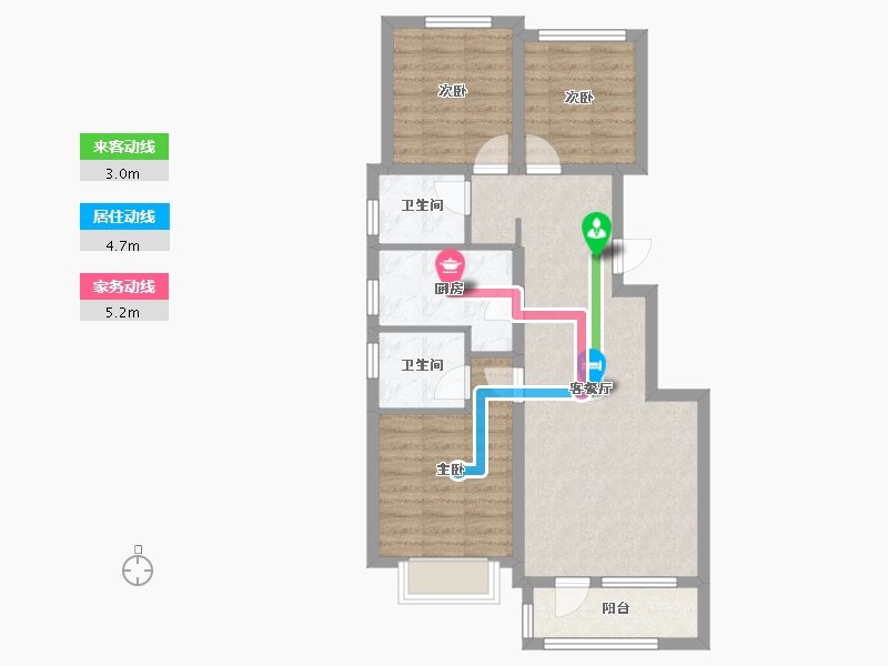 河北省-张家口市-涿鹿孔雀城-75.05-户型库-动静线