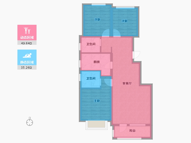 河北省-张家口市-涿鹿孔雀城-75.05-户型库-动静分区