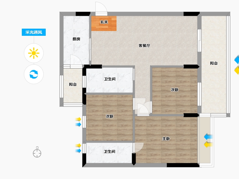 广东省-湛江市-群兴楼-87.73-户型库-采光通风