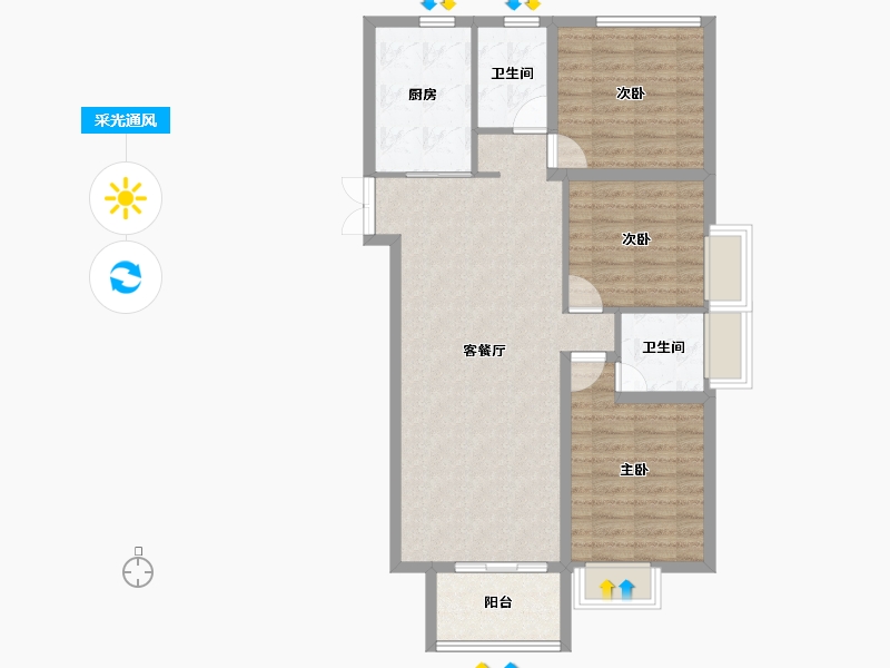 山东省-临沂市-格瑞斯小镇-88.86-户型库-采光通风