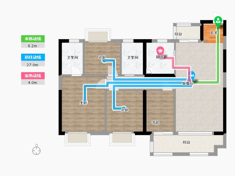 湖北省-武汉市-美的君兰半岛-95.74-户型库-动静线