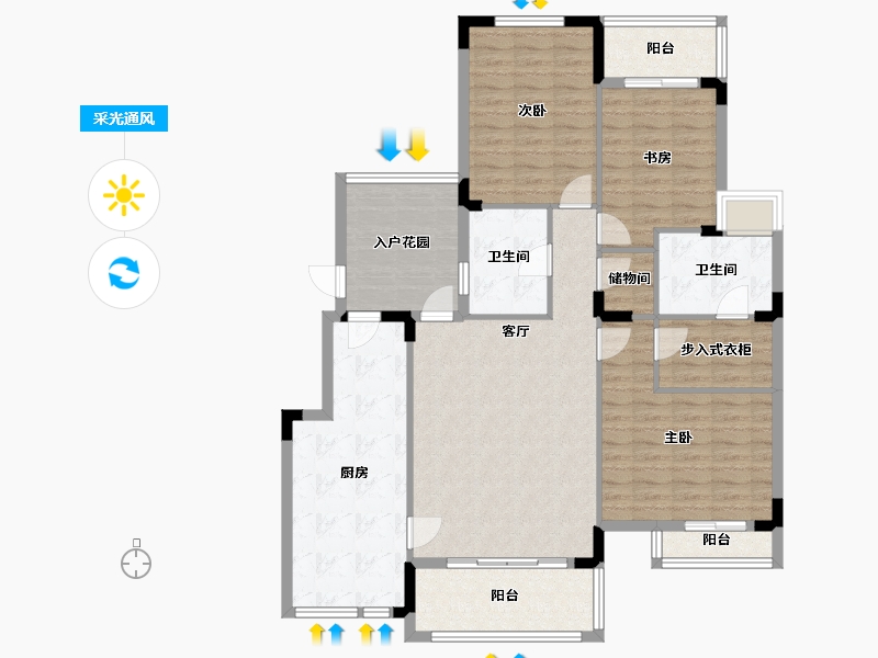 贵州省-贵阳市-黔灵半山-125.22-户型库-采光通风