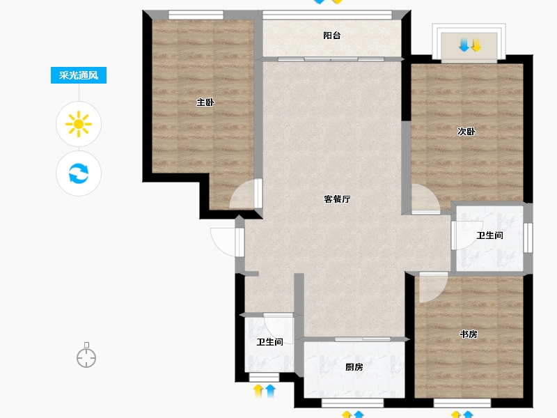 甘肃省-陇南市-林和苑-79.40-户型库-采光通风