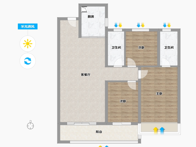 浙江省-温州市-九山金茂府-92.00-户型库-采光通风