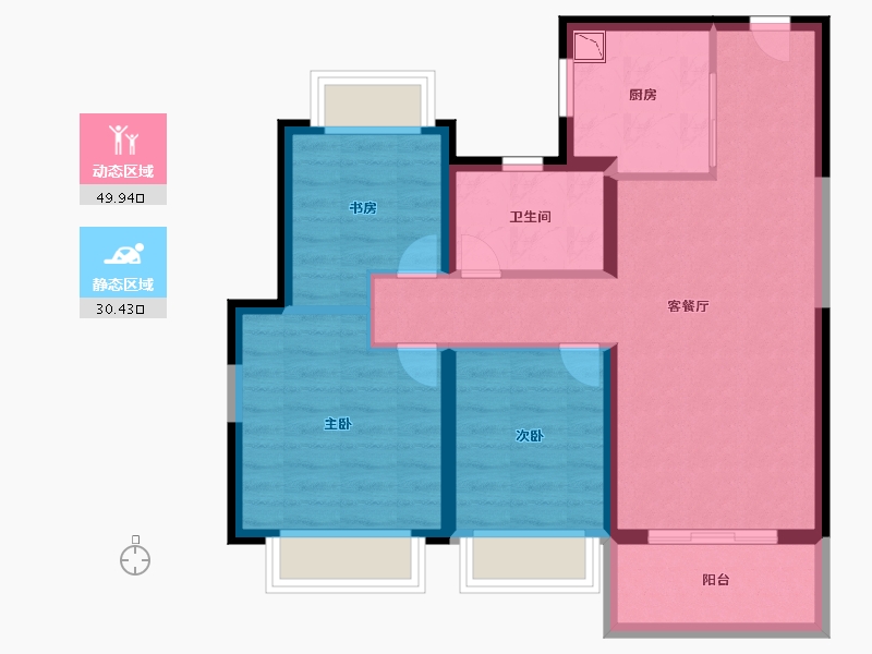 江苏省-南京市-西江瑞府-71.20-户型库-动静分区