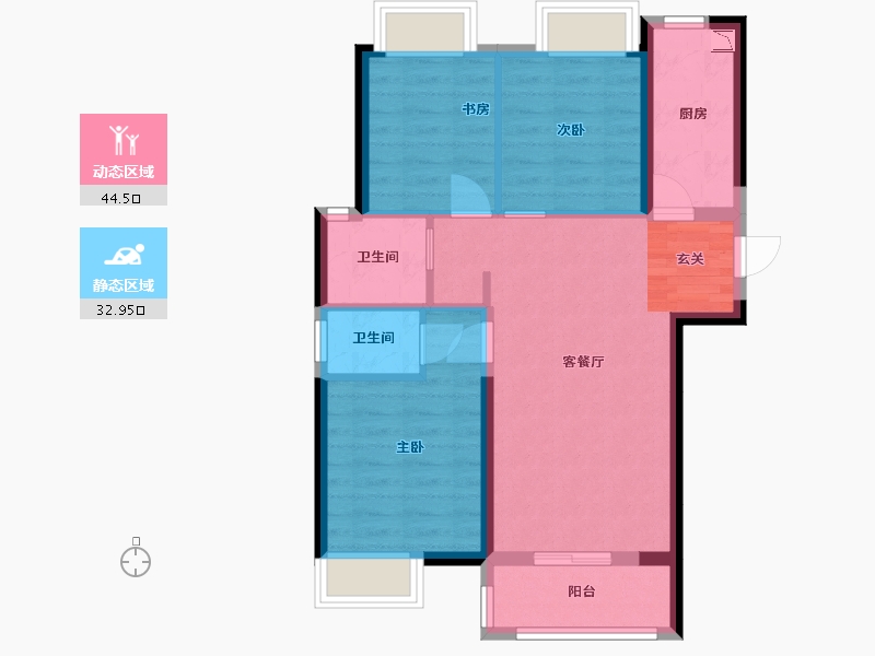 湖北省-武汉市-绿地大都会-68.77-户型库-动静分区