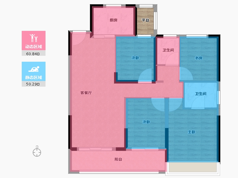 浙江省-温州市-弘阳上坤西湖四季-102.41-户型库-动静分区