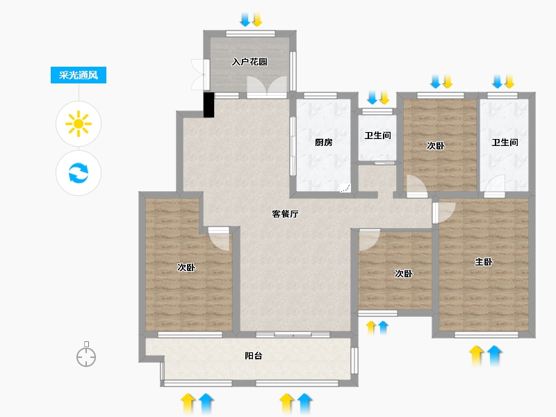 湖南省-长沙市-长房宁都公馆-125.46-户型库-采光通风