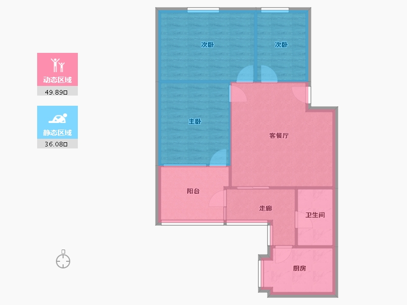 湖南省-长沙市-杨家山市政府宿舍-78.28-户型库-动静分区