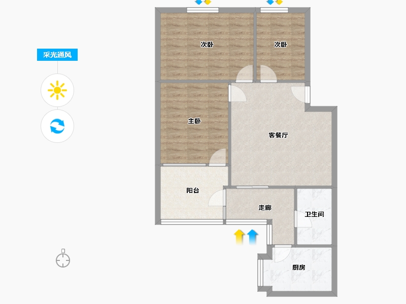 湖南省-长沙市-杨家山市政府宿舍-78.28-户型库-采光通风