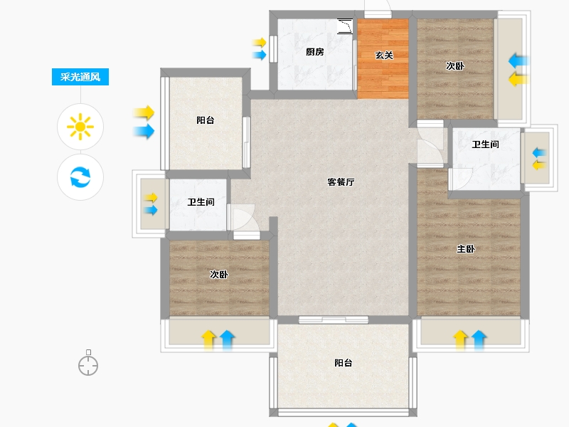 四川省-绵阳市-三汇・四季公园-86.38-户型库-采光通风