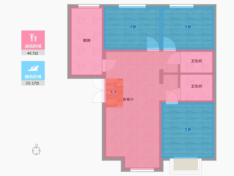 河北省-廊坊市-国瑞公馆-67.74-户型库-动静分区