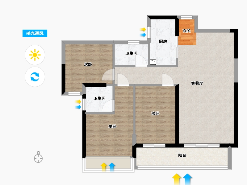 广西壮族自治区-钦州市-中地・滨江壹�二区-87.41-户型库-采光通风