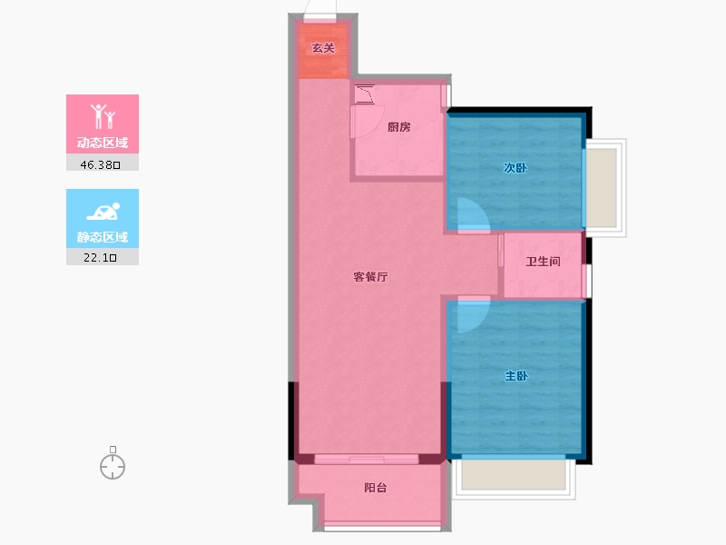 海南省-海口市-盛达江岸庭-61.29-户型库-动静分区