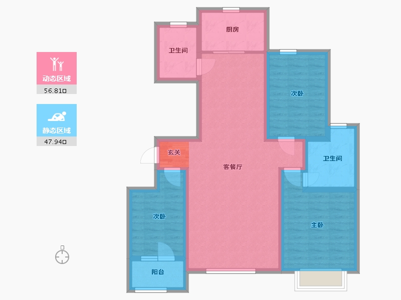 山东省-淄博市-金润・香榭大厦-92.84-户型库-动静分区