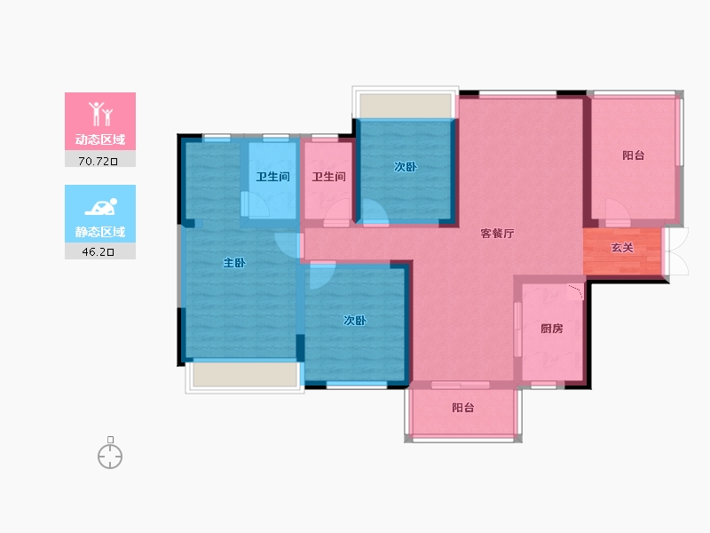 湖南省-株洲市-高科万丰上院左岸-102.88-户型库-动静分区