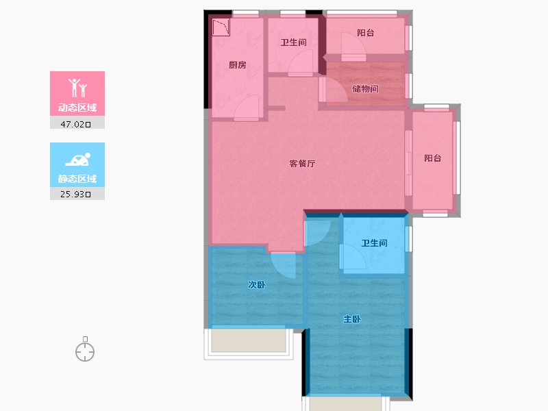 福建省-福州市-招商雍景湾-64.21-户型库-动静分区