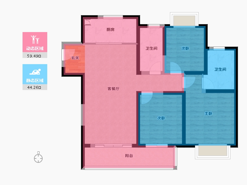 江苏省-无锡市-吉宝季景铭邸-91.99-户型库-动静分区