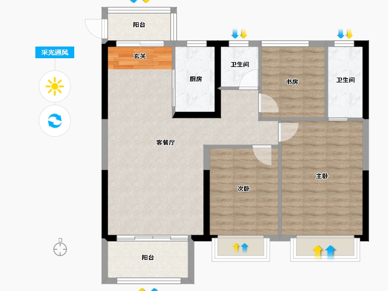 江西省-九江市-君悦江山-87.00-户型库-采光通风