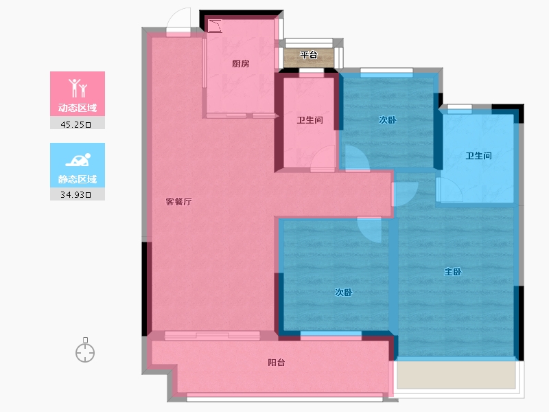 辽宁省-葫芦岛市-龙都悦澜湾-71.19-户型库-动静分区