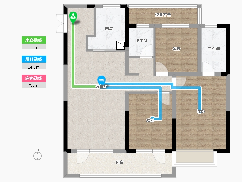 山东省-淄博市-天泰嘉亿城-90.86-户型库-动静线