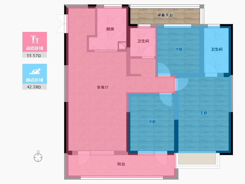 山东省-淄博市-天泰嘉亿城-90.86-户型库-动静分区