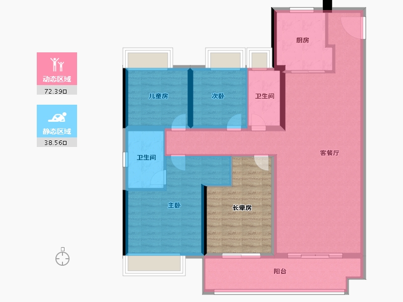 湖南省-长沙市-越秀・悦湖台-112.24-户型库-动静分区