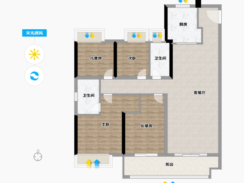 湖南省-长沙市-越秀・悦湖台-112.24-户型库-采光通风