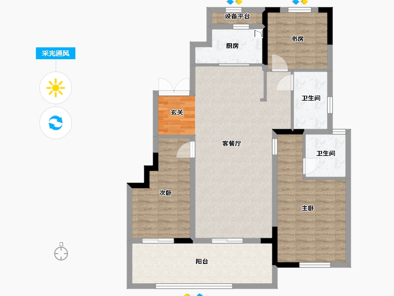 江苏省-常州市-美的・翰林府-102.23-户型库-采光通风