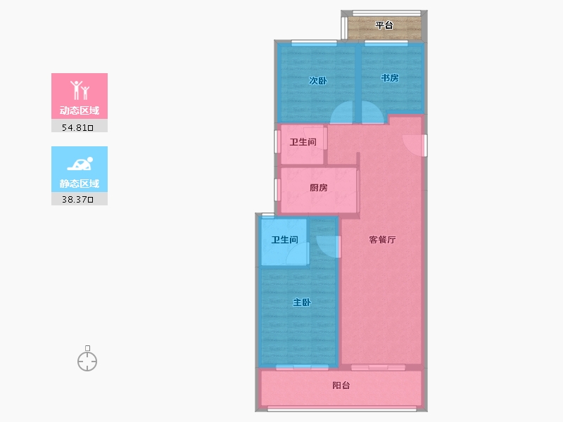 浙江省-温州市-温州万科古翠隐秀-86.41-户型库-动静分区