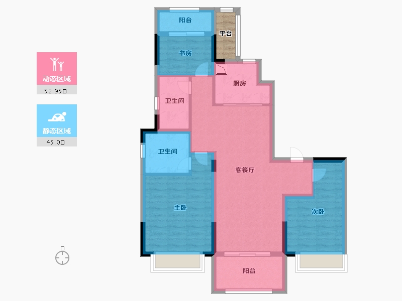 浙江省-温州市-蓝光雍锦湾-89.59-户型库-动静分区