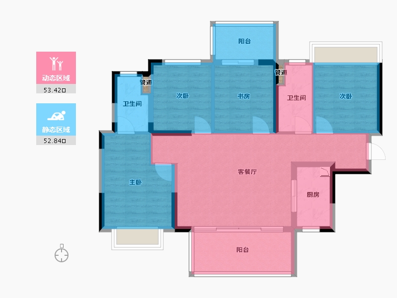 广西壮族自治区-南宁市-金成江南壹品-95.54-户型库-动静分区