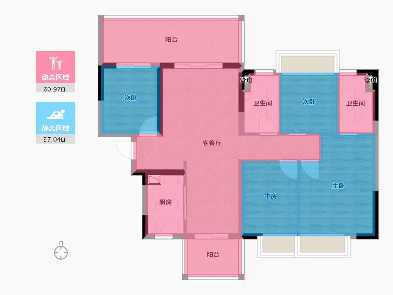 广西壮族自治区-南宁市-金成江南壹品-87.54-户型库-动静分区