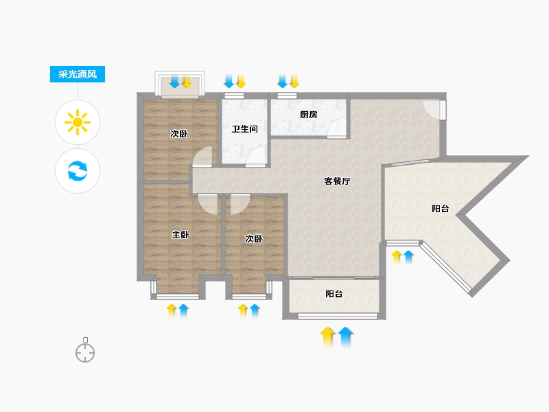 四川省-成都市-时代锦翠-93.15-户型库-采光通风