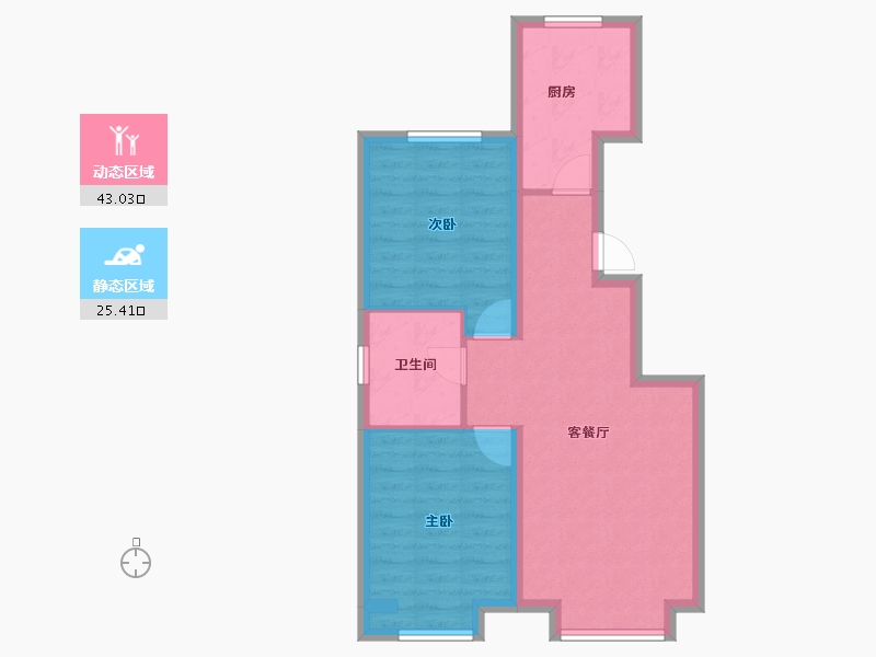 新疆维吾尔自治区-乌鲁木齐市-汇臻城.臻园-60.83-户型库-动静分区