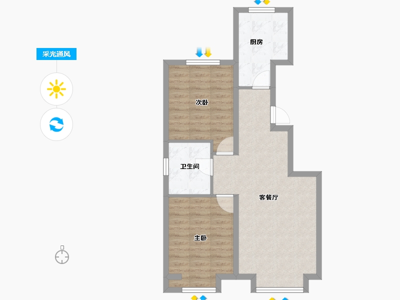 新疆维吾尔自治区-乌鲁木齐市-汇臻城.臻园-60.83-户型库-采光通风