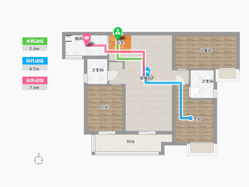 湖南省-长沙市-佳兆业湘府熙园-88.60-户型库-动静线