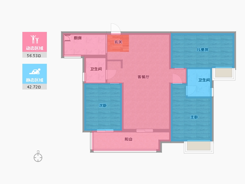 湖南省-长沙市-佳兆业湘府熙园-88.60-户型库-动静分区