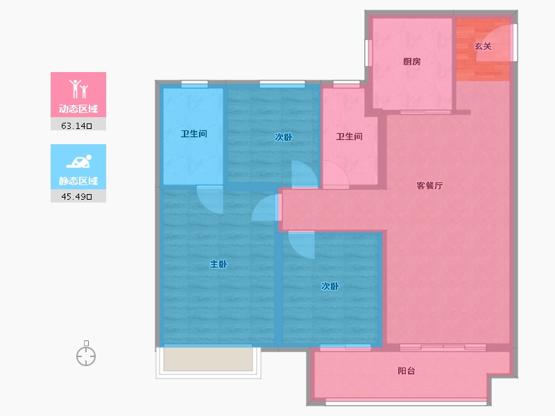 陕西省-榆林市-阳光城璞悦-98.40-户型库-动静分区