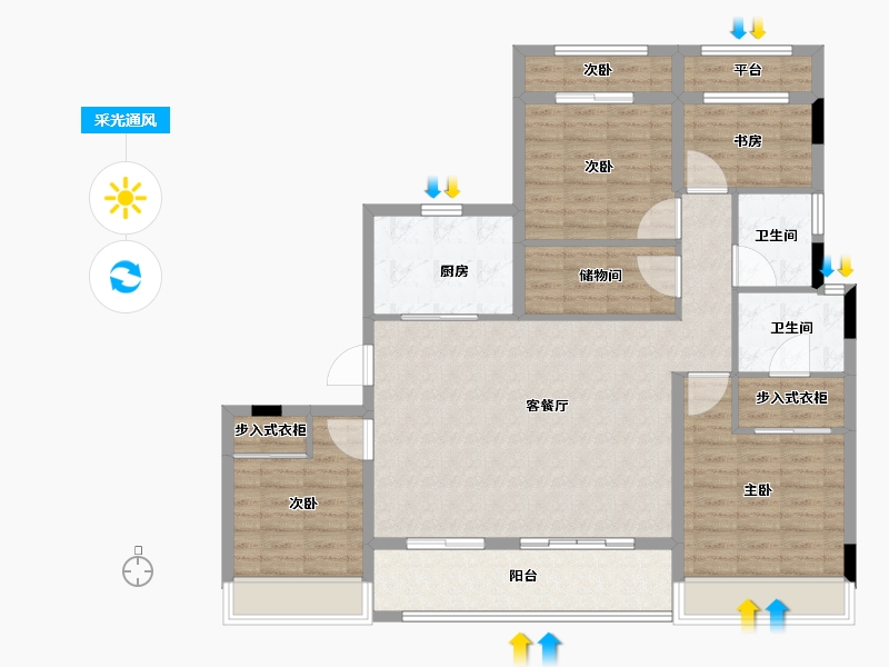 浙江省-台州市-安澜府-117.01-户型库-采光通风