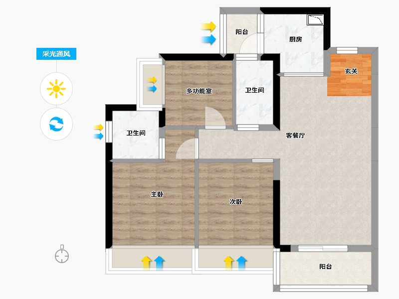 广东省-肇庆市-碧桂园・金月湾-71.60-户型库-采光通风