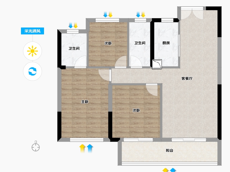 湖南省-长沙市-中国电建湘熙水郡-87.73-户型库-采光通风