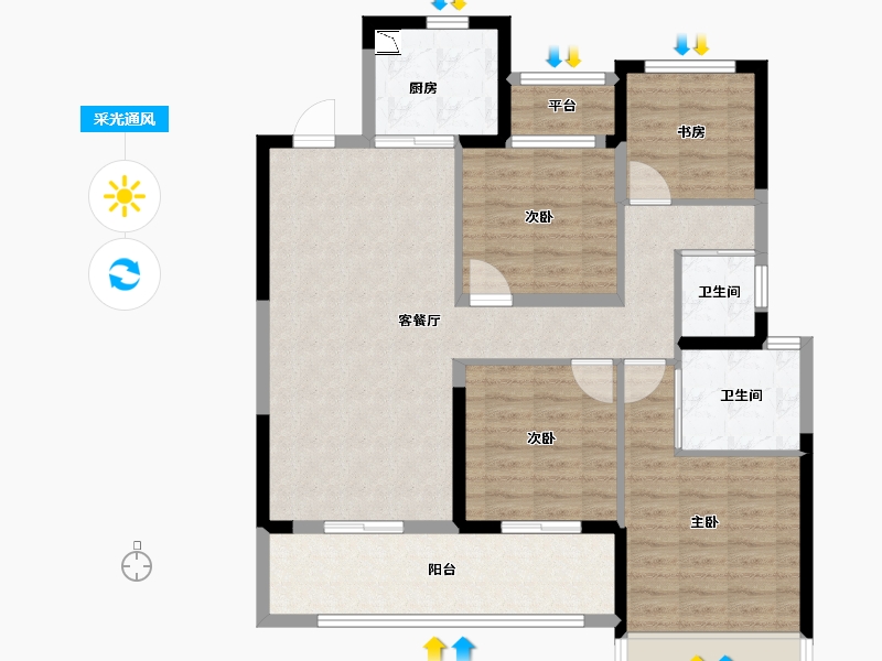 浙江省-温州市-首开中庚香�_�f里-102.40-户型库-采光通风