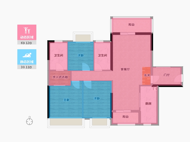 广东省-肇庆市-富力・尚悦居-88.43-户型库-动静分区