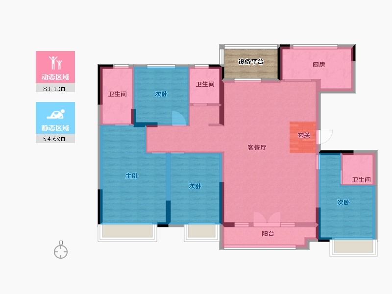 河南省-焦作市-焦作世合万达广场-129.60-户型库-动静分区